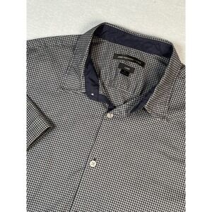 John Varvatos USA Luxe Men Large Gingham SS Button Up Peformance stretch New